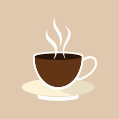 Steaming hot coffee cup on wooden breakfast tray with soft morning sunlight and cozy atmosphere