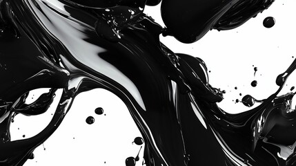 Abstract Black Liquid Dynamic Splashes and Swirls