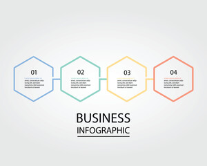 Business Infographic modern design template for banners and infographics for 4 hexagon step line 