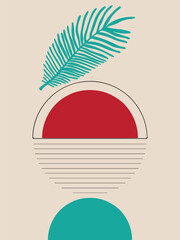Contemporary Abstract Design Featuring Circles, Triangles, and Lines