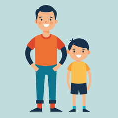 Father and son wearing matching outfits vector illustration