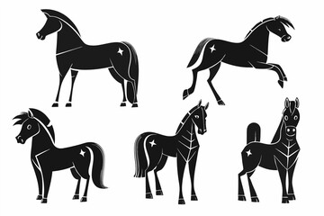 Elegant Silhouette Horses with Celestial Star Patterns