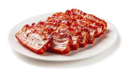 Obraz premium Grilled beef fillets served on a white plate.