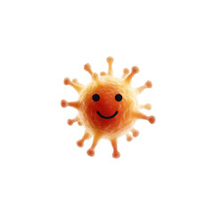 Obraz premium A cheerful, cartoon virus character with a smiling face on a white isolated background. Perfect for representing health awareness, positivity, and the fight against infections.