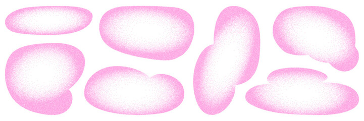 Set of pink halftone irregular box. Empty abstract jagged shapes collection. Vector speech bubble elements. Organic forms space for text