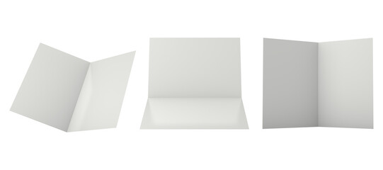 3D Collection of white empty brochure mock up.
