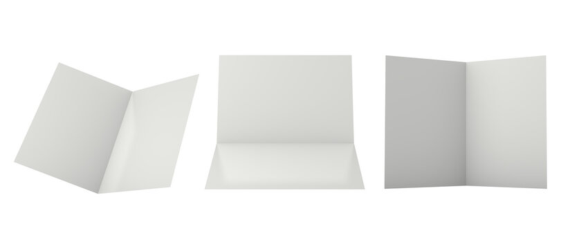 3D Collection of white empty brochure mock up.