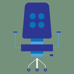 Modern Office Chair Illustration, Ergonomic Swivel Seat with Armrests and Wheels
