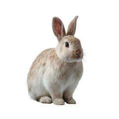 Obraz premium A cute rabbit sitting gracefully, showcasing its soft fur and attentive expression against a white isolated background.