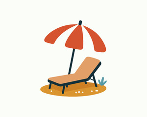 Summer lounge chair with umbrella logo design