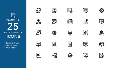 Financial Planning Flat Icons Set – Vector Collection of Budget, Expense, Investment, Allocation, Funding, and Estimate Symbols