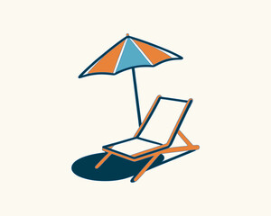 Flat umbrella with lounge chair logo style