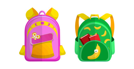 School backpacks set Colorful bags for primary school students