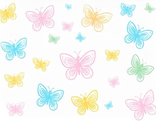 Fototapeta premium Cute butterfly vector. Crayon spring background