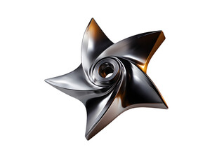 Fototapeta premium A ninja star in motion with metallic reflections, isolated on transparent background