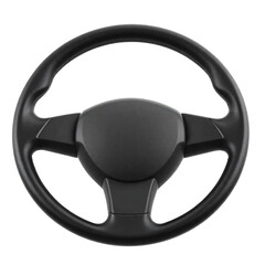 Black car steering wheel isolated on transparent background