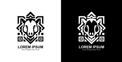 Tapir head logo design with QR or barcode shape