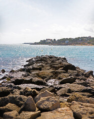 Coastal large sea rocks of wild nature