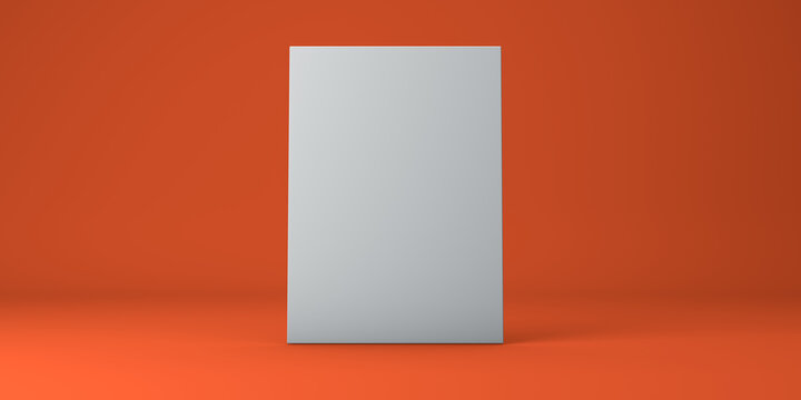 3d white empty sign mock up on orange background.