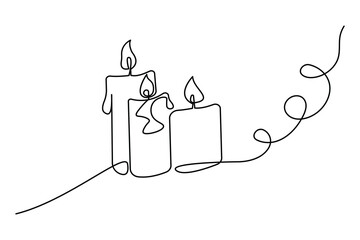 Minimalist single line drawing of a candle