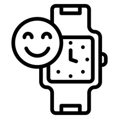 smartwatch happy line icon