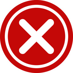 Obraz premium Red circle cross mark wrong incorrect error cancel delete refuse reject deny prohibited forbidden no access invalid failure mistake unacceptable wrong choice
