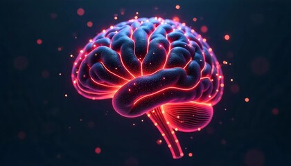AI brain made of circuits and glowing data nodes, 3D render
