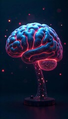 AI brain made of circuits and glowing data nodes, 3D render
