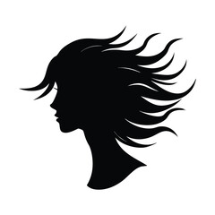 Wind Blown Hair Vector Silhouette