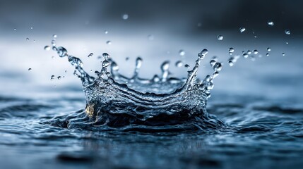 Dynamic water splash in blue tones, abstract motion blur conveying fluid energy and movement