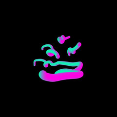 Obraz premium Abstract Neon Blob Art: Vivid, vibrant, and dynamic neon pink and teal blobs form an abstract composition against a black background. The shapes suggest movement and energy.