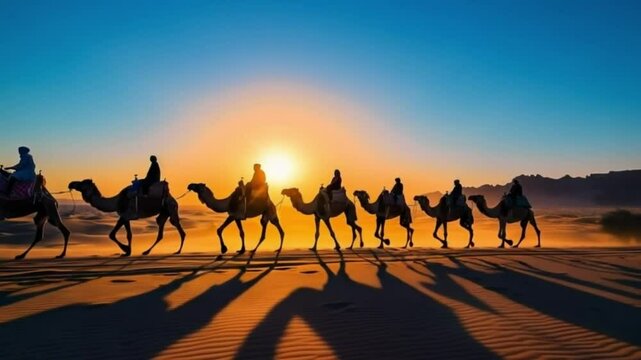 caravan of camels in the desert