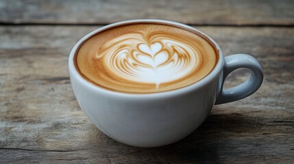 Latte Art: A Cup of Coffee with Delicate Foam Design