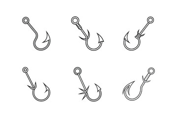 barbed hook line art vector illustration