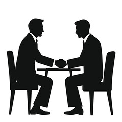Obraz premium Two businessmen engaging in a handshake while seated at a table 