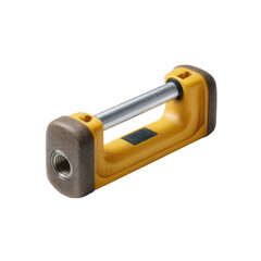 Die-cut industrial handle with a sturdy design, featuring a steel grip and rubberized ends, isolated on a white background.