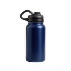 Durable navy blue water bottle with a black lid. Perfect for hydration on-the-go, ideal for gym, travel, or outdoor activities, featuring a sleek and functional design.