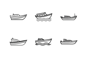 bass boat icon line art vector illustration