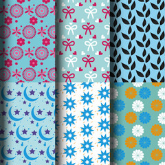 Seamless Geometric and Floral Pattern Background.