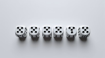 White dice on a white background, symbolizing chance and luck in casino games and gambling