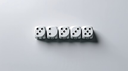 Fototapeta na wymiar White dice on a white background, symbolizing chance and luck in casino games and gambling