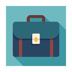 Obraz premium Stylized illustration of a blue briefcase with brown handle and flat design for business