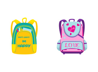 School backpacks set Colorful bags for primary school students