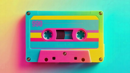 Obraz premium Retro cassette colorful tapes. Illustration of a nostalgic