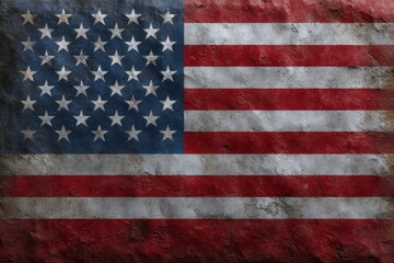 Fototapeta premium American Flag: Weathered Stone Texture, Patina Effect