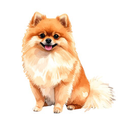 水彩で描かれたポメラニアン