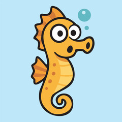 Vector illustration sea horse on white background