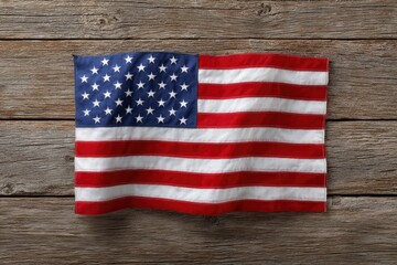American Flag: Rustic Wood Background, Patriotically Displayed