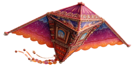 Fantasy Kite: A fantastical kite, adorned with architectural details and vibrant gradients, soars through the imagination, capturing the essence of whimsical adventure.