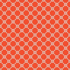 Naklejka premium Seamless Geometric Pattern with Circular Shapes on a Bold Red Background for Modern Designs